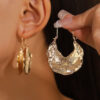 Wholesale Alloy Textured Gold Leaf Earrings with Concave Convex Texture