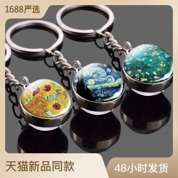 O1CN01lRGLTK1hDLNEj7Z3V_3195554243-0-cib Wholesale Van Gogh Starry Sky Metal Keychains