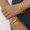 Wholesale Retro Style Zircon Set 18K Gold Plated Titanium Steel Bracelet