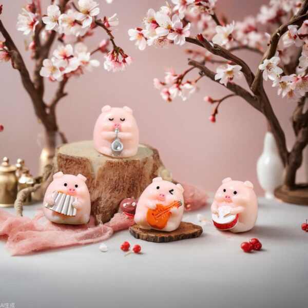 Wholesale of Cute Musical Instruments and Pig Resin Ornaments