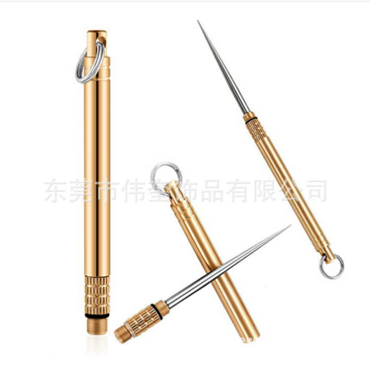 Wholesale brass integrated creative portable fruit pick stainless steel multifunctional titanium alloy toothpick