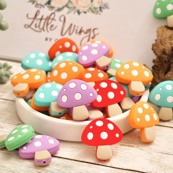 Wholesale DIY Cartoon Silicone Mushroom Focal Beads