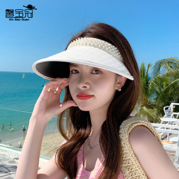 Wholesale Pearl Black Gum Big Eaves Hair Hoops Polyester Sun Hat