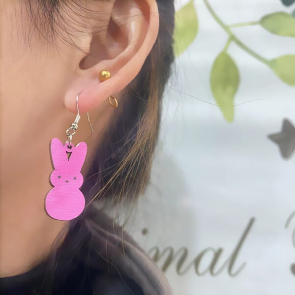 Wholesale Easter Candy Color Bunny Wooden Earrings