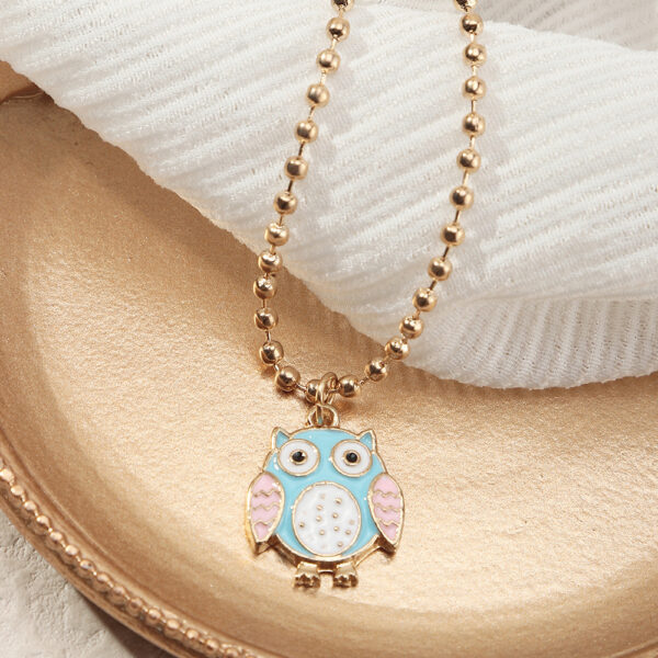 Wholesale Color Drip Owl Alloy Necklaces