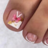 Wholesale White French Cute Pink Butterfly Feet Nail Stickers