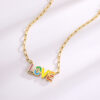 Wholesale Letter Rainbow Pendant Titanium Steel Necklace