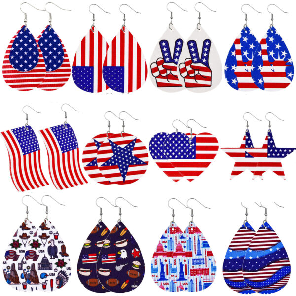 O1CN01lbCI602CFrR75IVO0_2207539588445-0-cib Wholesale American Independence Day Leather Earrings