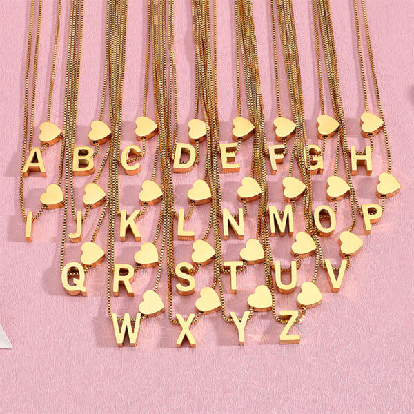 Wholesale Peach Heart 26 Letters Gold Plated Necklaces