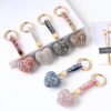 Wholesale PU Diamond Crystal Peach Heart Love Keychain