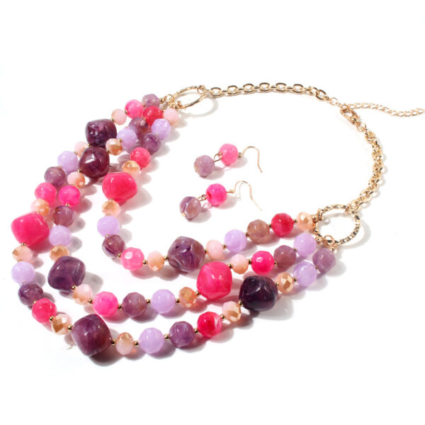 Wholesale Multilayer Plastic Bead Earrings Necklace Jewelry Set