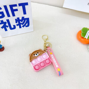 Stupid bear brown powder decompression keychain