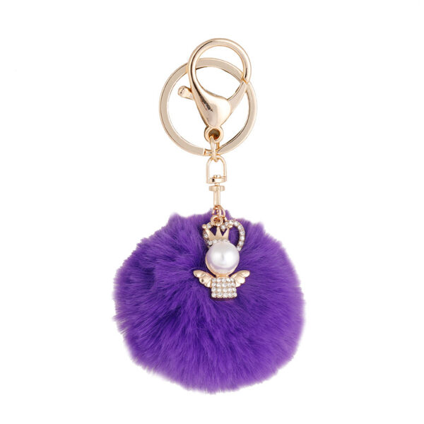 Wholesale of Cute Diamond Inlaid Angel Fur Ball Metal Keychains