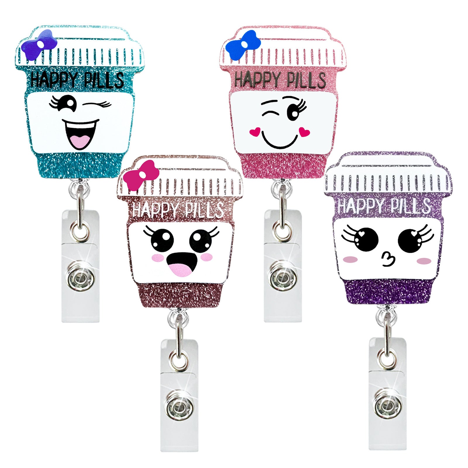 Wholesale Colorful Medicine Bottle Medical Acrylic Retractable Badge Scroll Keychain