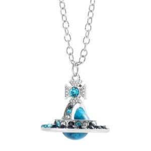Xl1547-1 blue saturn necklace