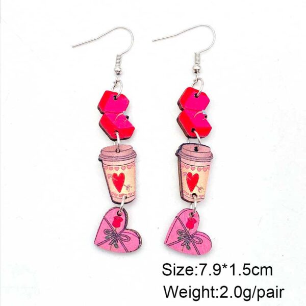 Wholesale Valentine's Day Pink Envelope Dwarf Rose Wooden Earrings