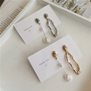 Wholesale Metal Geometric Pearl Earrings Asymmetric Earrings