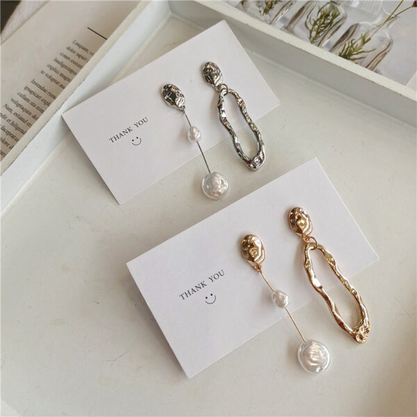 Wholesale Metal Geometric Pearl Earrings Asymmetric Earrings