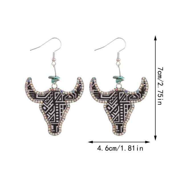 O1CN01lku45D1ftMXkXFmik_3172764064-0-cib Wholesale Western Cowboy Style Bull Head Color Leather Diamond Retro Earrings