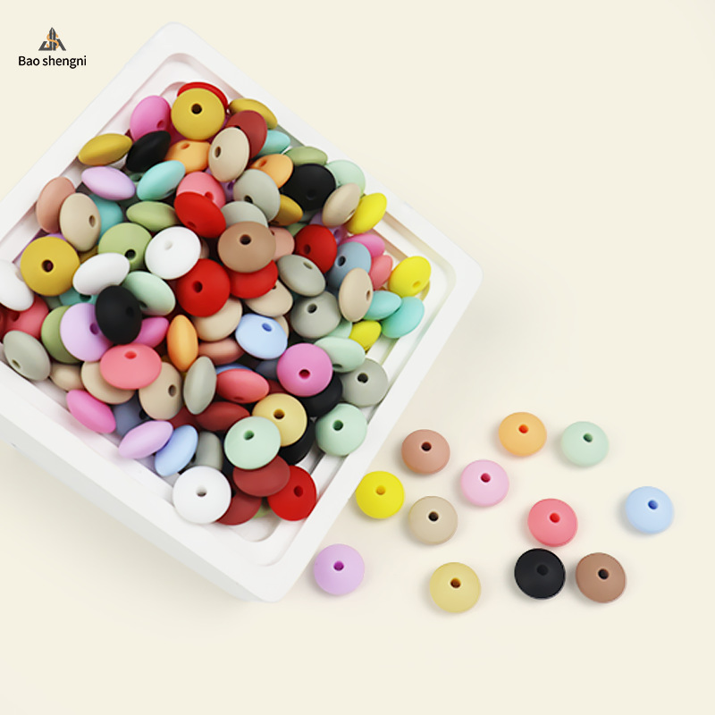 Wholesale Silicone single color 12mm abacus beads flat beads