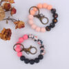 Wholesale Color Printing Silicone Handmade Beaded Wrist Keychain