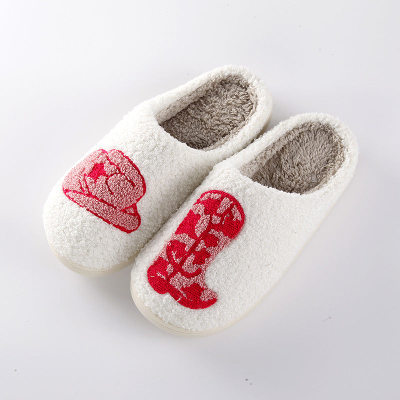Wholesale New Cowboy Boots Thick Anti-slip Cute Winter Cotton Slippers