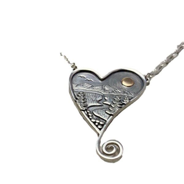 Wholesale Mountain River Sun Delicate Pendant Necklace Alloy