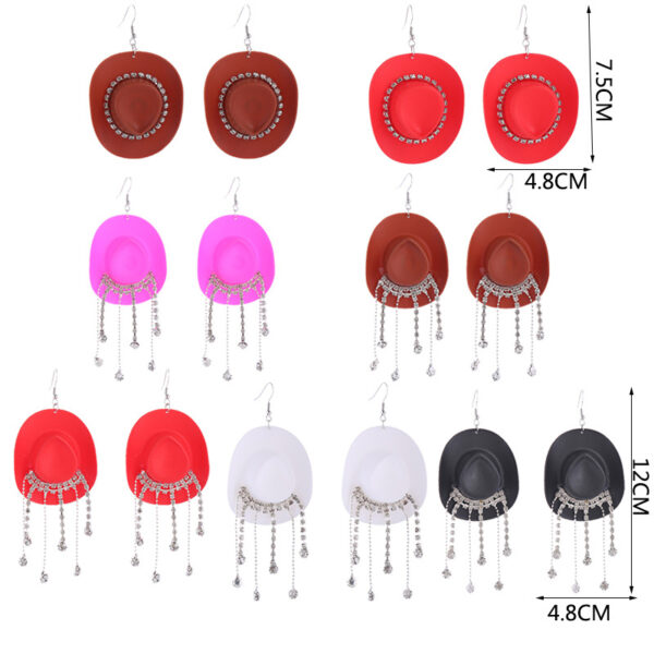 O1CN01lnVO8o1G1trFBIlyt_2024060563-0-cib Wholesale Western Style Cowboy Hat Shiny Tassel Earrings