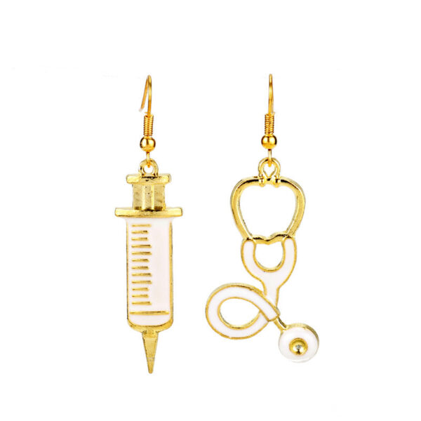 O1CN01lndgFS1VaRt3Y6bAR__2212758802669-0-cib Wholesale Gold Syringe Stethoscope Pendant Hanging Earrings