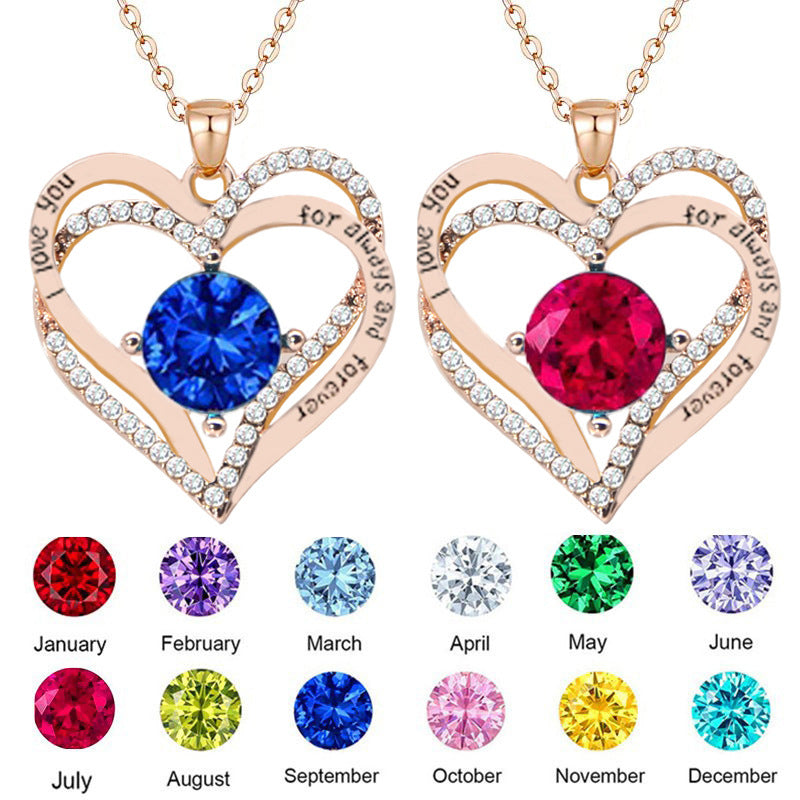 Wholesale Rose Gold Twee Birthstone Necklace