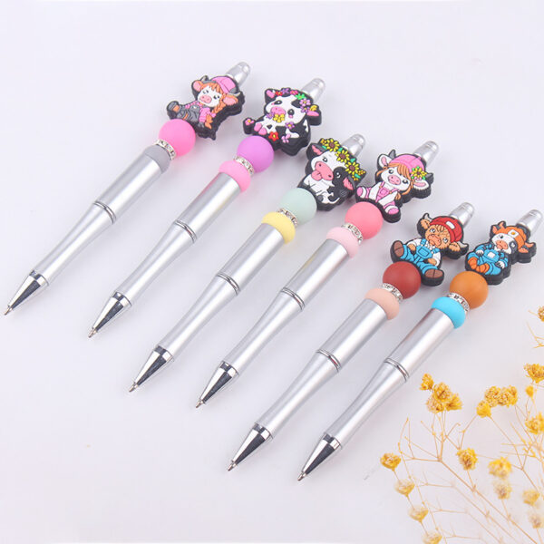 Wholesale Beaded Pens Cow Silicone Beads Plastic Multifunctional Ballpoint Pen