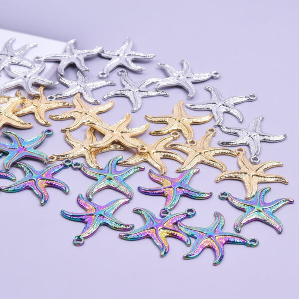 Wholesale 5pcs Steel Color Irregular Starfish Titanium Steel Colorful Pendant Accessories