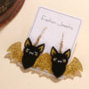 Wholesale Bat Creative Flash Halloween Party Acrylic Earrings