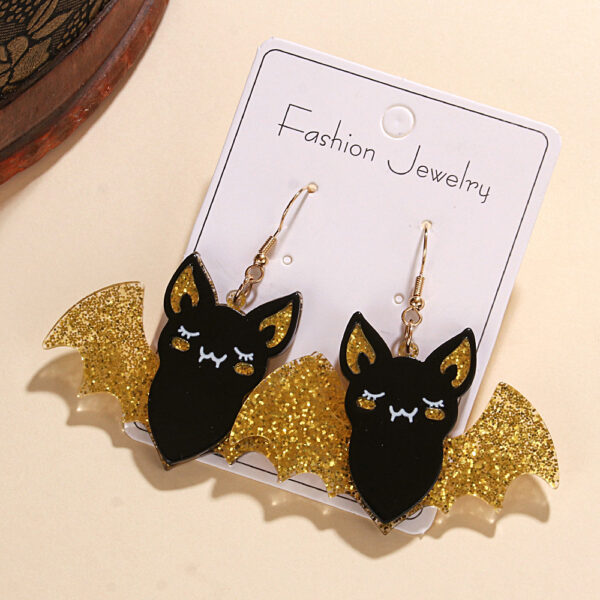Wholesale Bat Creative Flash Halloween Party Acrylic Earrings