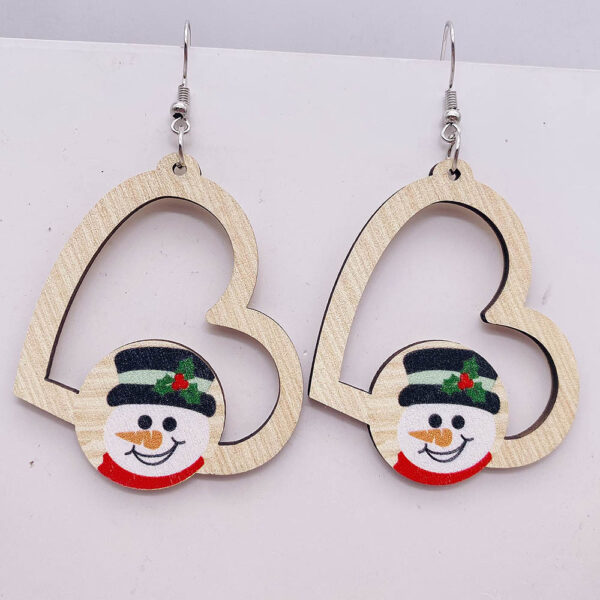 Wholesale Christmas Wooden Earrings Santa Claus Elk Gnome Heart Shape