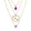 Wholesale Multilayer Pink Heart Diamond Cupid's Arrow Alloy Necklaces