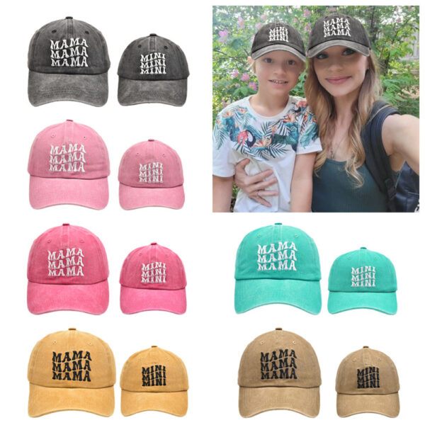 Wholesale Cotton Parent-child Three-row Letter MAMA MINI Baseball Cap