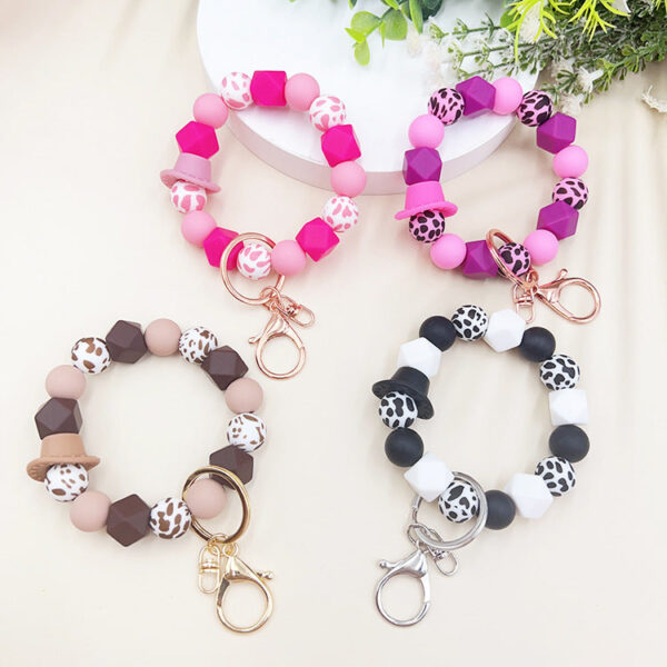 Wholesale Western Style Cowboy Hat Silicone Beaded Wrist Keychain