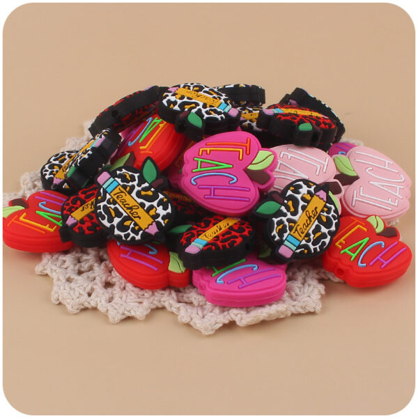 Wholesale Cartoon Apple Teacher Silicone Focal Beads