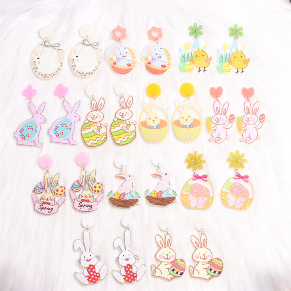 Wholesale Easter Egg Bunny Acrylic Print Earrings