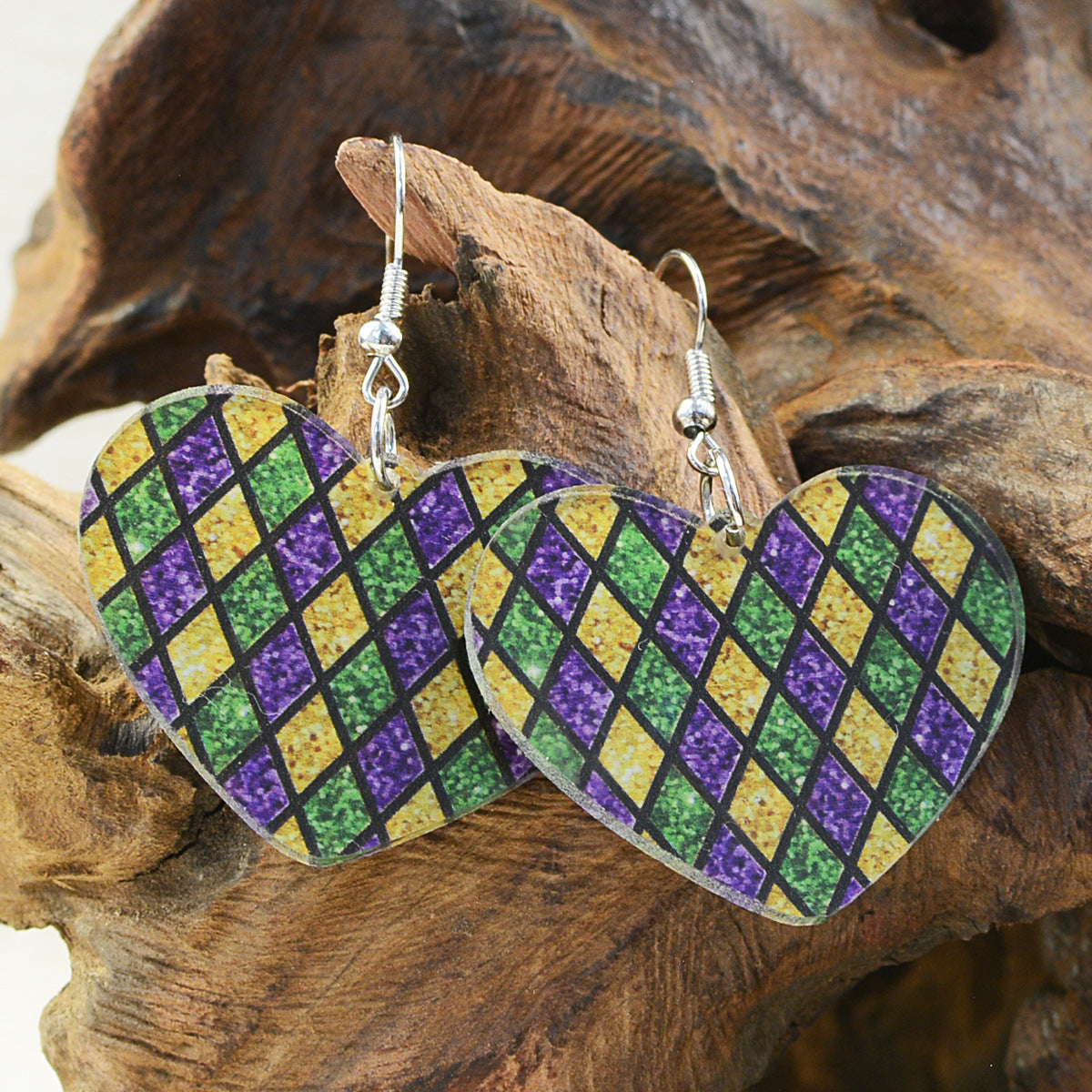 Wholesale Valentine's Day Diamond Grit Leopard Print Carnival Acrylic Mardi Gras Earrings