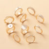 Wholesale New Zinc Alloy Diamond 10 Pieces Ring Set
