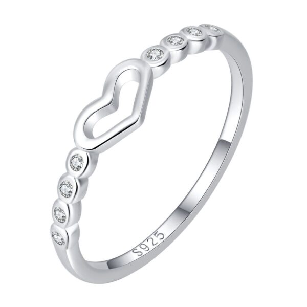 Wholesale Hollow Diamond Heart Shaped Sterling Silver Ring