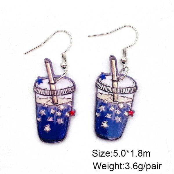 Wholesale American Independence Day Coffee Cup Acrylic Earrings