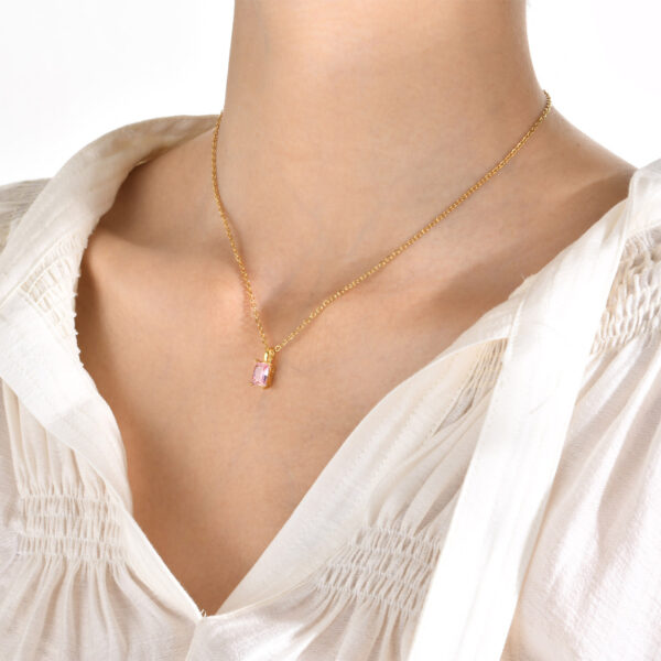 Wholesale Titanium Steel Square Zircon Necklace