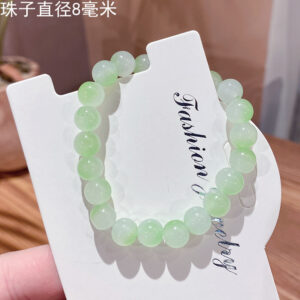 Grass Green 8mm two-color gradient ice through glass bracelet