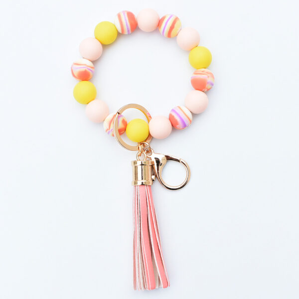 O1CN01m35q431N8Ul3htfZ6_2508931525-0-cib-1 Wholesale Silicone Bead PU Tassel Wrist Keychain