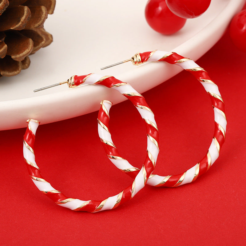 Wholesale Fashionable ipping Oil Spiral Christmas Hoops