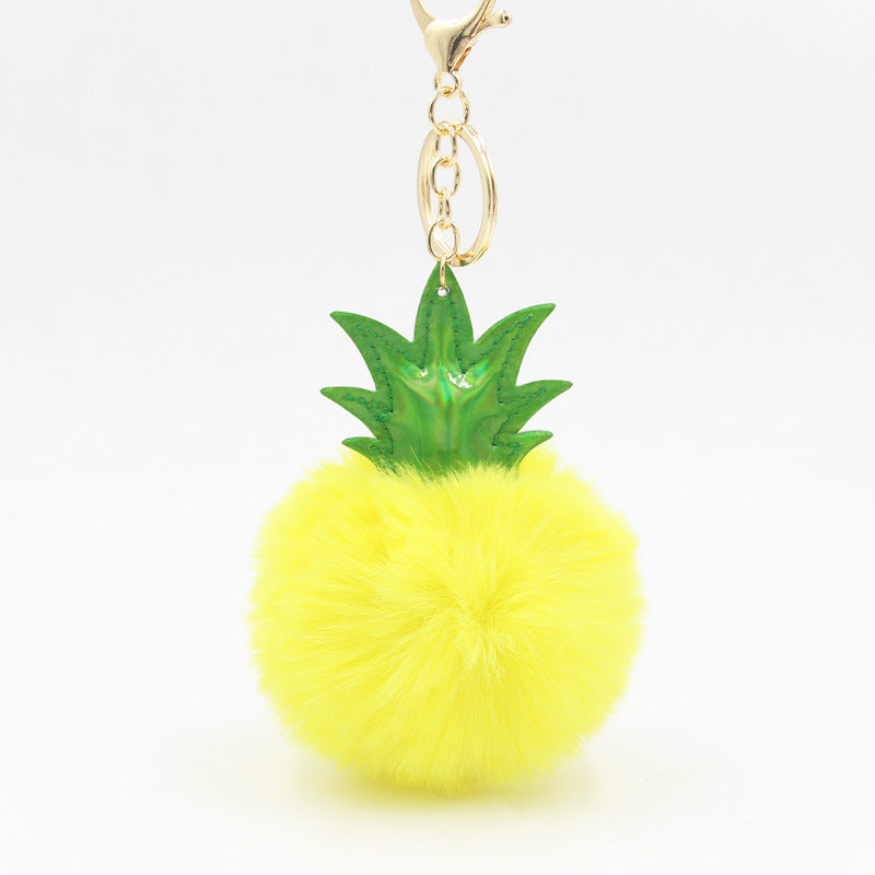 Wholesale lyester Pineapple Fur Ball Keychain