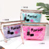 Wholesale PVC Cosmetic Bags Embroidered Diamond Grid Two Piece Set Solid Color Storage Bag